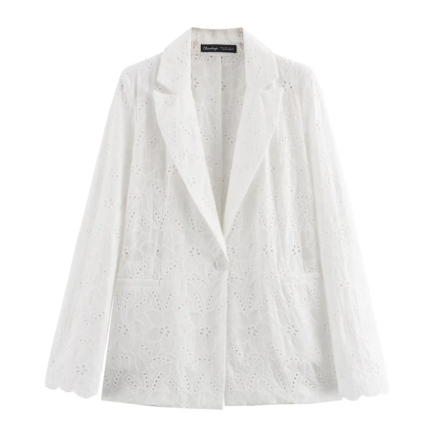 White Lace Blazer Shorts Set