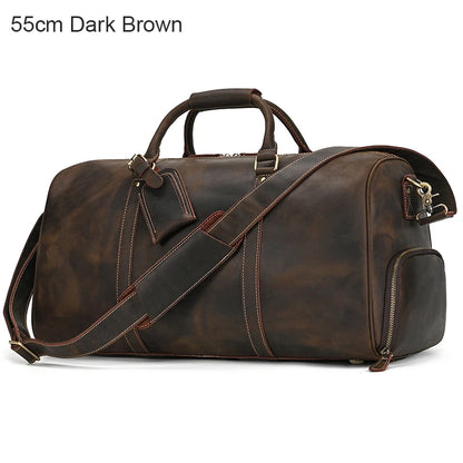 Opulent Voyage: Unisex Leather Travel Duffle Bag