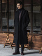 Long Wool-Blend Black Trench