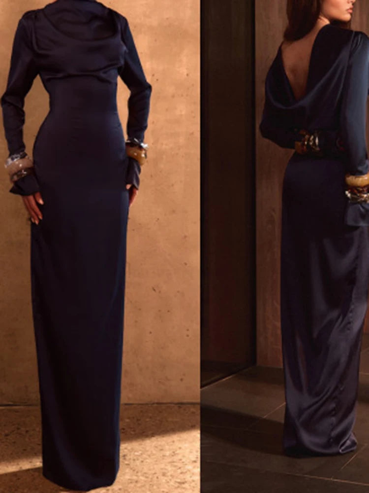 Backless Satin Fishtail Dress