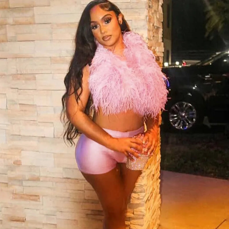 Fur Patchwork Tank & Shorts