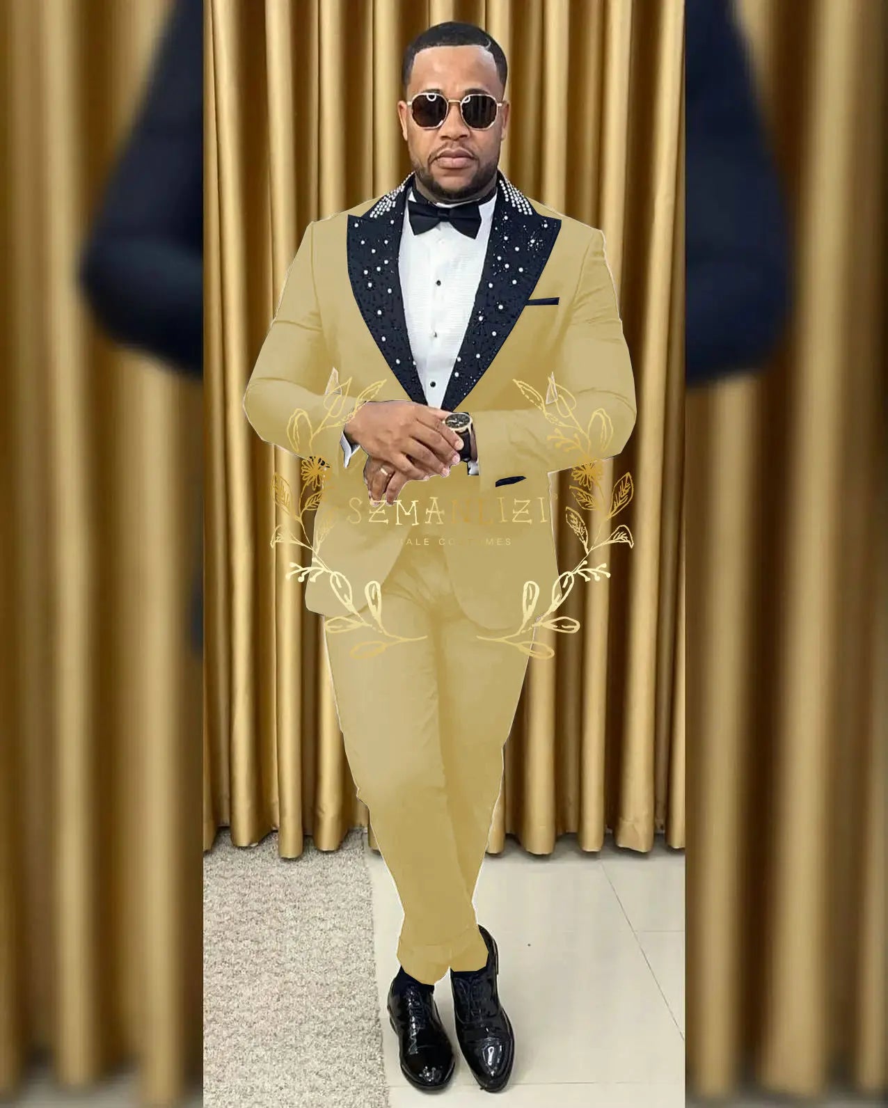 Black Beaded Lapel Tuxedo