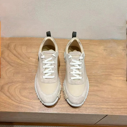 2025 New casual sneakers, European-style genuine leather,fashion, individuality, women's leisure, fashionable flat sports shoes - Chicchar Fashion