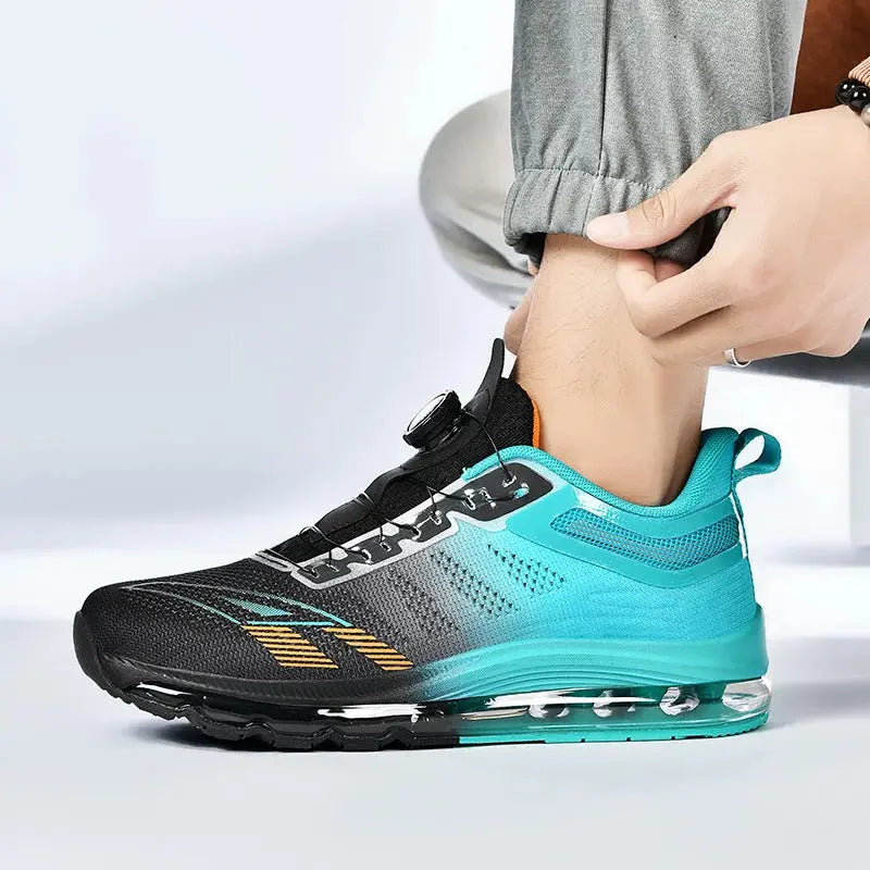 New Rotating Buckle Sports and Casual Shoes Men's Air Cushion Running Shoes Large Mesh Breathable Shoes Outdoor Fashion Footwear - Chicchar Fashion