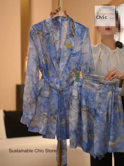 French Printed Two-Piece Set