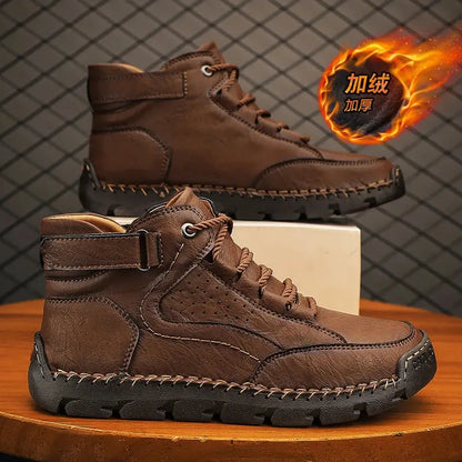 Men's Hand-stitched Boots Plus-size Casual Shoes Comfortable Soft Ankle Boots Outdoor Non-slip Wear Boots Chicchar Fashion