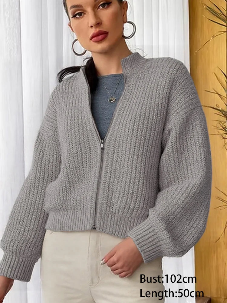 Zipper Knit Cardigan 102cm Chicchar Fashion