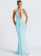 Deep V Draped Ruched Maxi