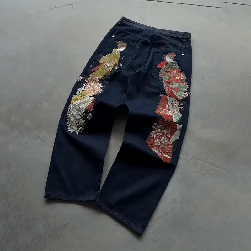 Y2K Embroidered Denim Jeans