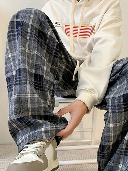 RetroFlex Checkered Wide-Leg Pants