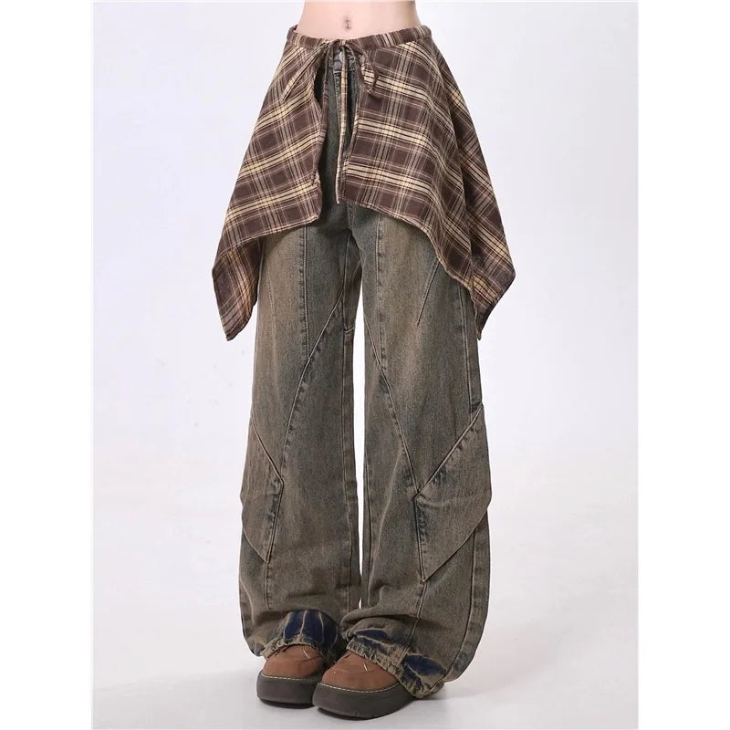 Blue Y2K Baggy Cotton Jeans