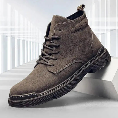 2022 Autumn Men Boots Street Trend Motorcycle Boots Winter Flat Lace-up Suede Ankle Boots Thickened Botas Hombre Piel Chicchar Fashion