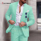 Sky Blue Linen Slim Suit