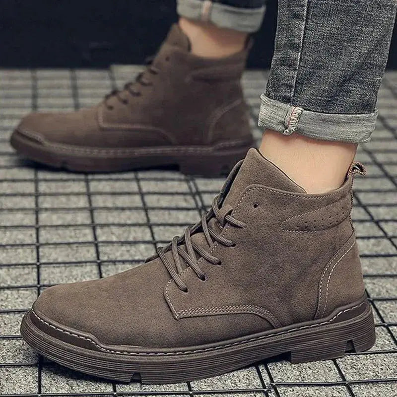 2022 Autumn Men Boots Street Trend Motorcycle Boots Winter Flat Lace-up Suede Ankle Boots Thickened Botas Hombre Piel Chicchar Fashion