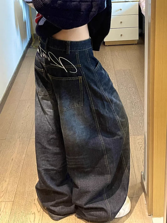 Y2K Blue Washed Baggy Jeans