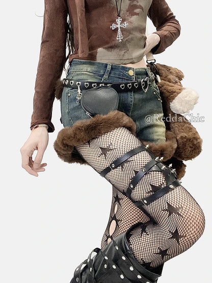 Fluffy Denim Cargo Shorts