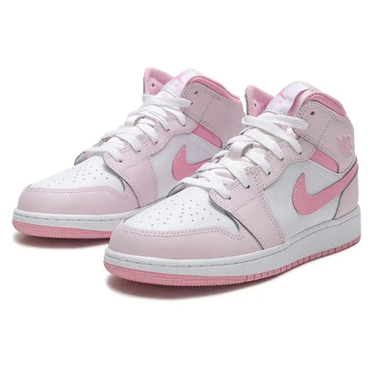Nike Women's Shoes Air Jordan 1 Aj1 Pink and White Mid-Top Sneakers Cushioning Basketball Shoes Fashionable Casual Shoes Dq8423-600 - Chicchar Fashion