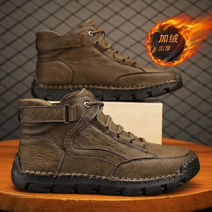 Men's Hand-stitched Boots Plus-size Casual Shoes Comfortable Soft Ankle Boots Outdoor Non-slip Wear Boots Chicchar Fashion