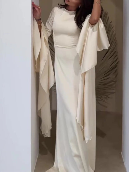 O-Neck Chiffon A-Line Dress