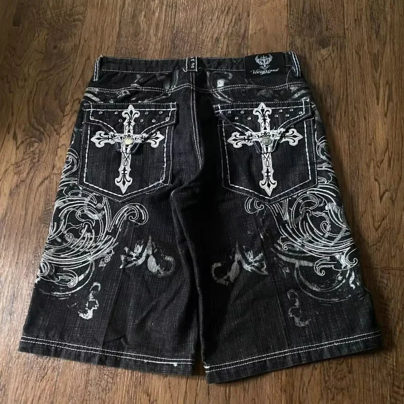 Y2K Embroidered Denim Shorts