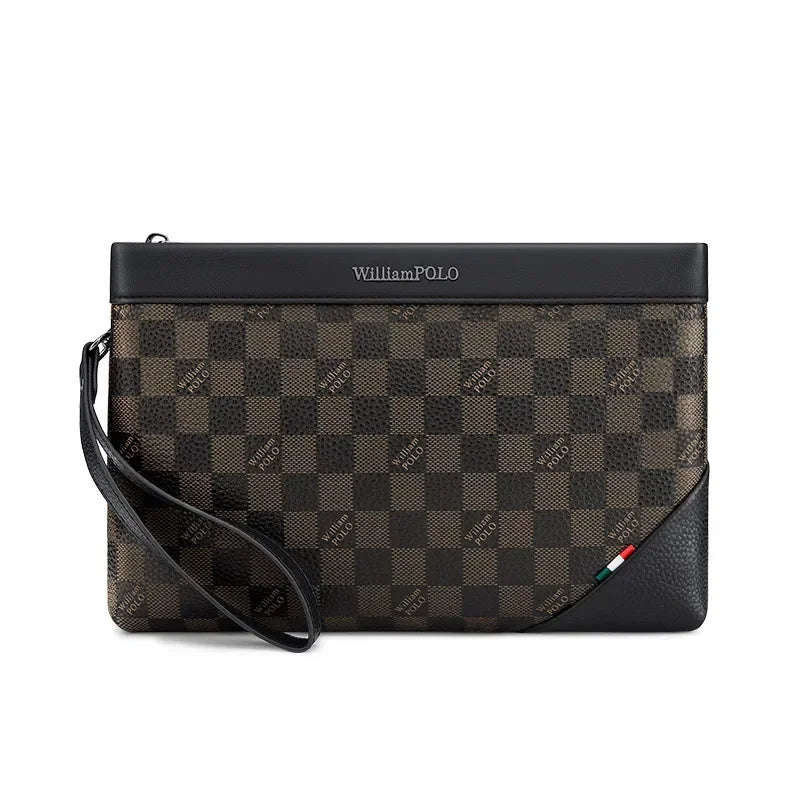WILLIAMPOLO Men's Luxury Leather Business Clutch Bag