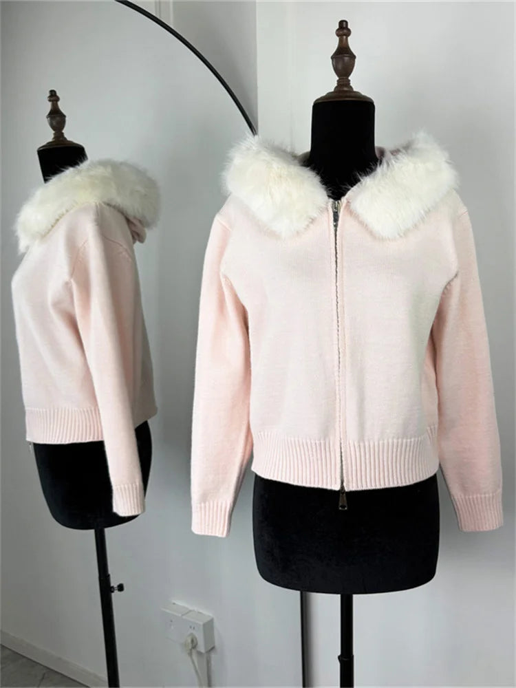 Fluffy Polyester Hooded Jacket Chicchar Fashion