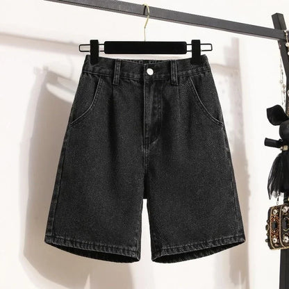 Baggy Embroidered Denim Shorts