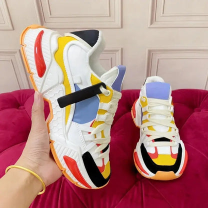 Fashion Sneakers Men Women Neutral Comfort Breathable Round Toe Flats Patchwork Thick Sole Outdoor Sports Casual Walking Shoes - Chicchar Fashion