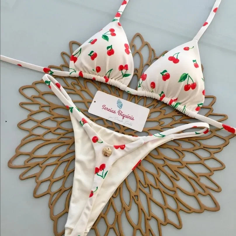 Halter Lace-Up Thong Bikini