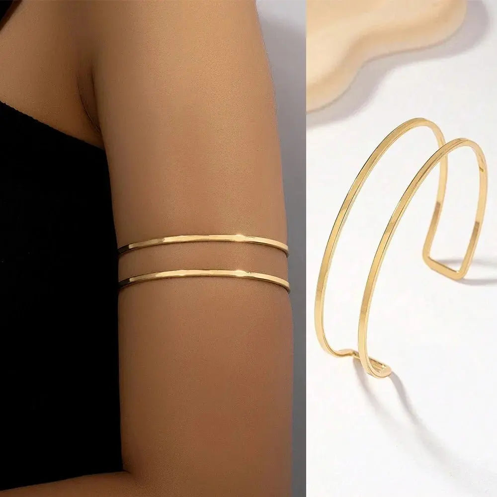 Gold Glam Adjustable Arm Cuff - Chicchar Fashion